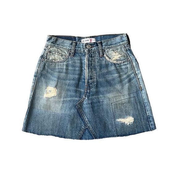 RE/DONE Originals 90s High Waisted Denim Skirt Size 25 - Picture 1 of 5